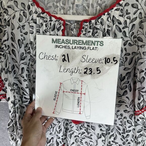 J Jill Prairie Peasant Tunic Top Embroidered Sz S Boho Tassel Tie Cottage Cotton - Picture 14 of 16